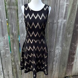 Eclipse Black and Gold Zigzag Mini Dress size XL